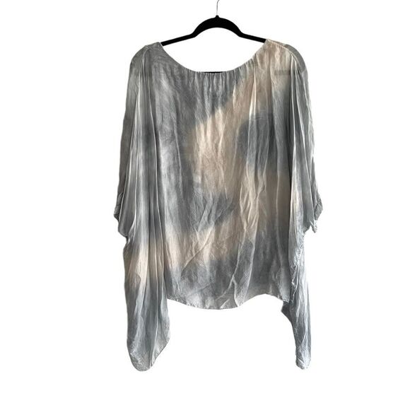 H TREND made in italy silk ombré tie dye oversized blouse grey pink M - Picture 3 of 5
